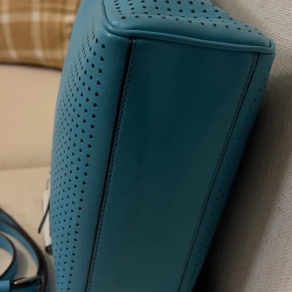 Coach Teal Leather Tote Bag - Picture 3 of 12